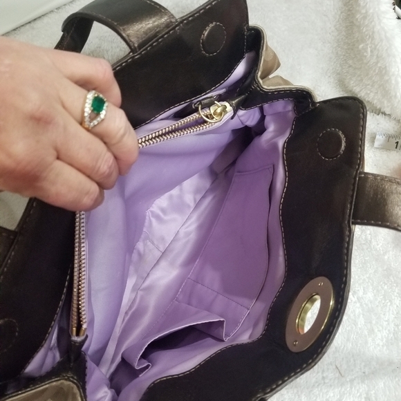 Coach Khaki Copper Sateen Turnlock Satchel - Picture 4 of 11